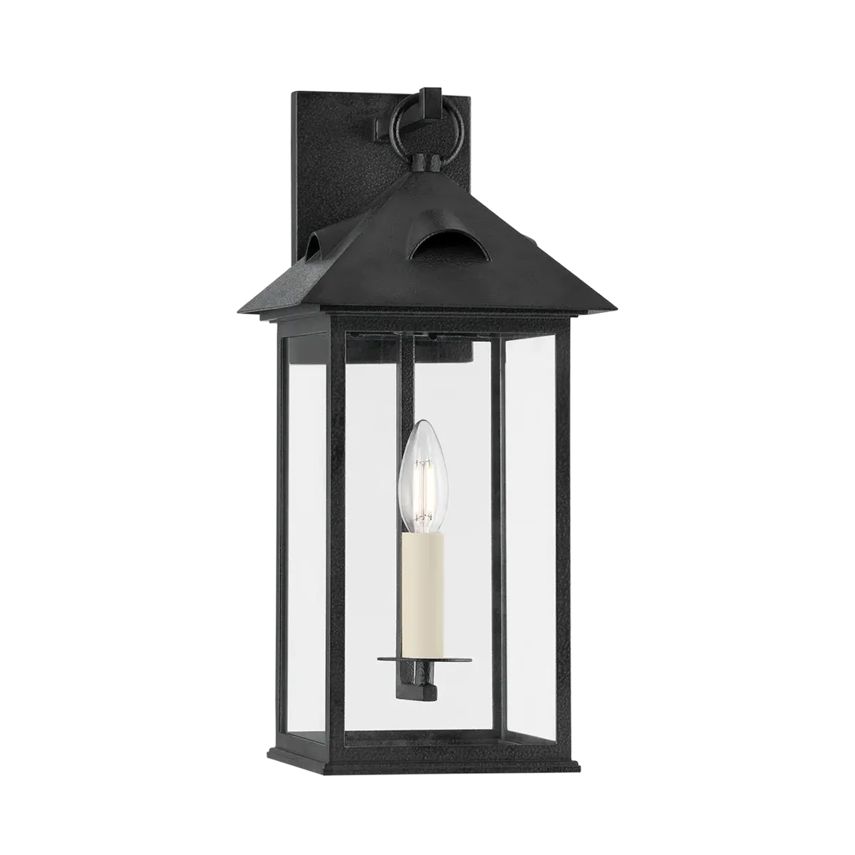 Cobblestone Mid-Size Outdoor Lantern Wall Sconce - Forged Iron product
