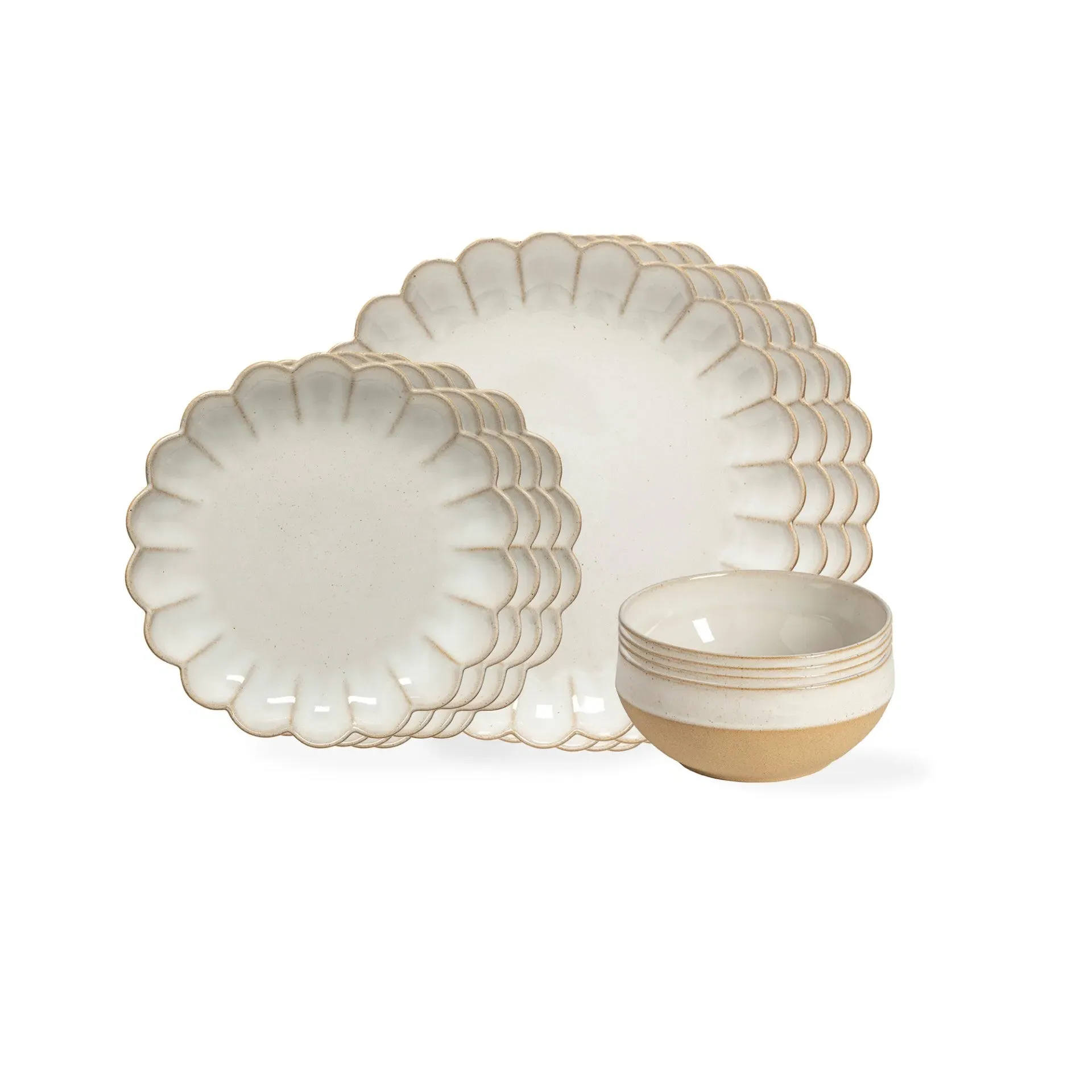 Costa Nova Marrakesh 12-Piece Dinnerware Set with Cereal Bowl - Sable Blanc, Stoneware product