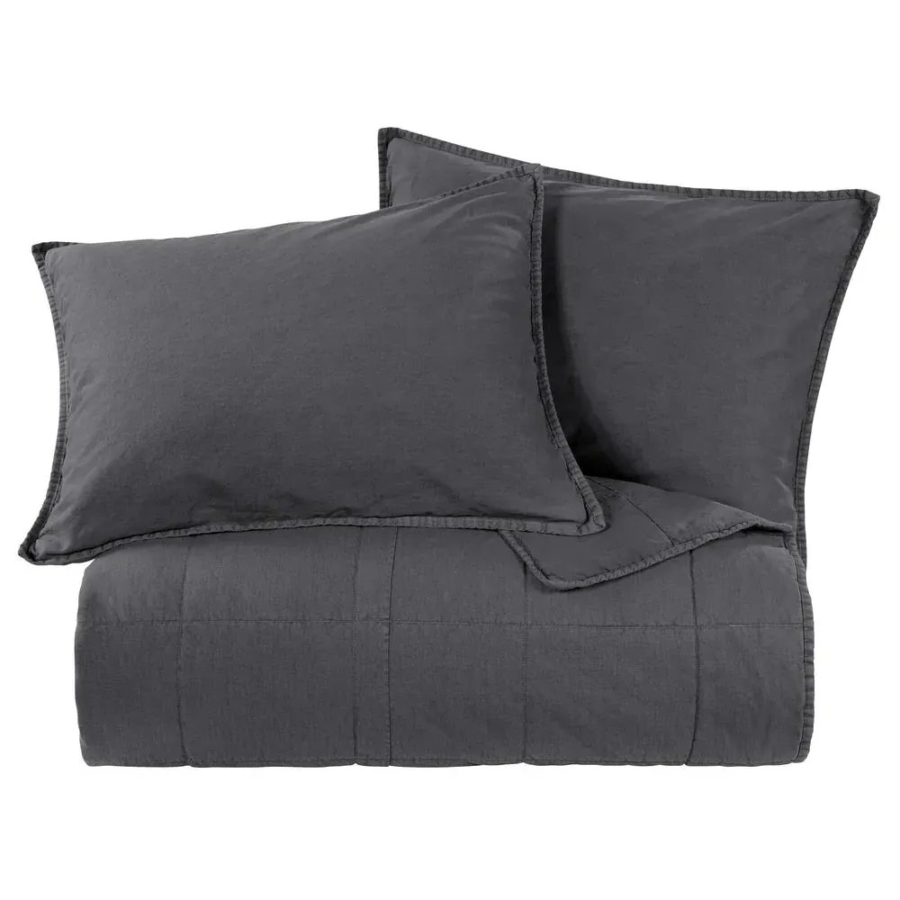 Cotton Stonewashed Canvas Coverlet - Charcoal product