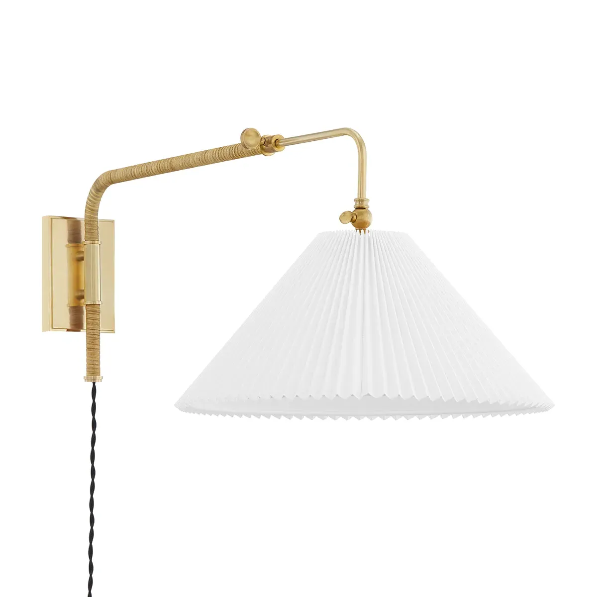 Dorothy Plug-In Wall Sconce - Aged Brass, Linen product