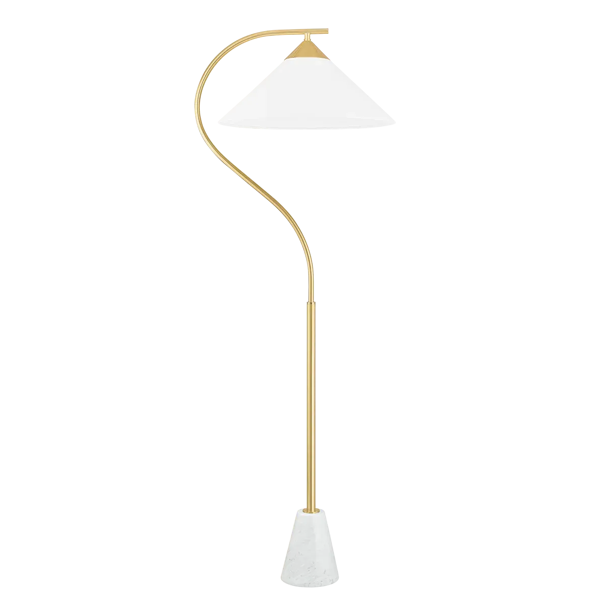 Flamingo Carrara Brass Floor Lamp - White, Linen product
