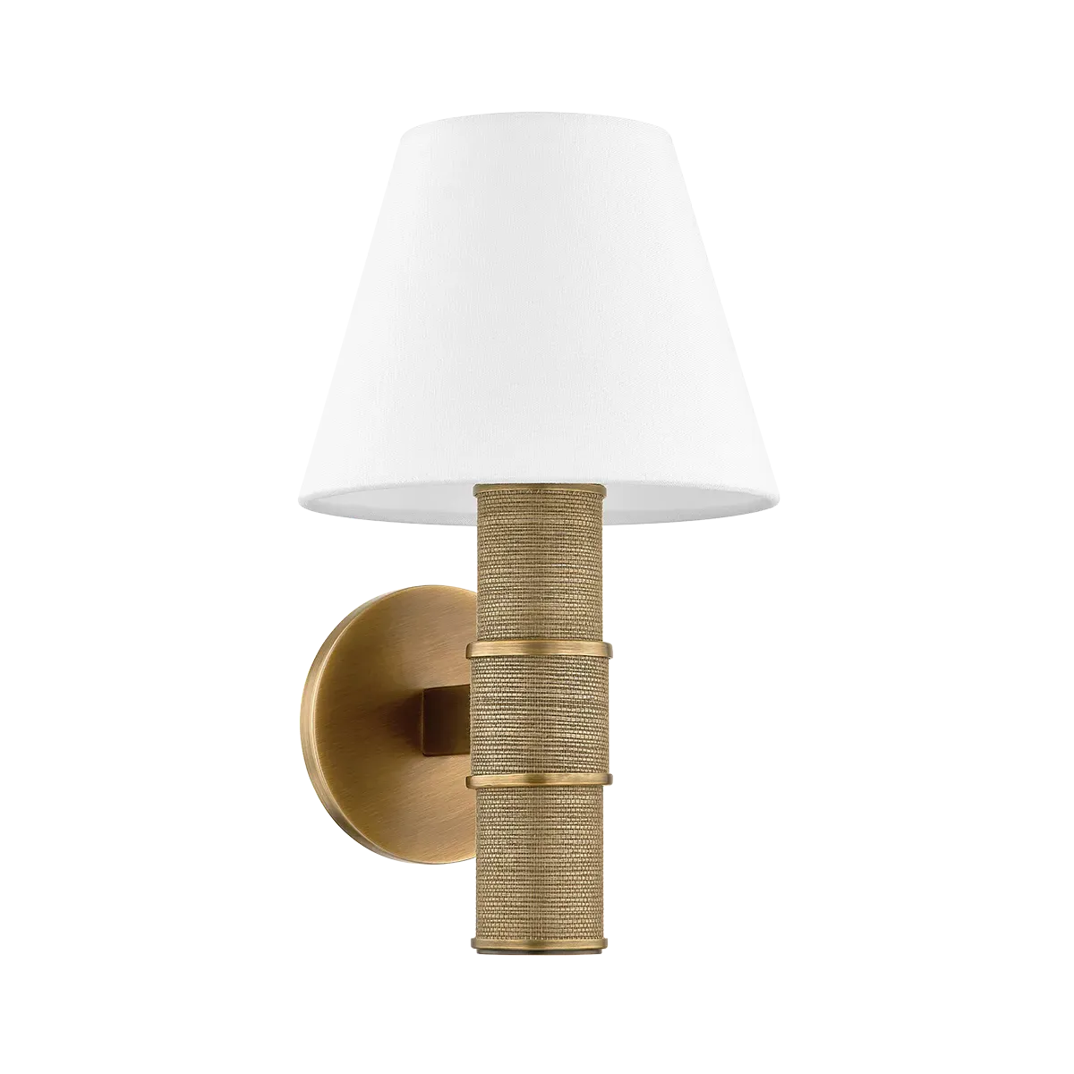 Holly Brass Wall Sconce - White, Linen product
