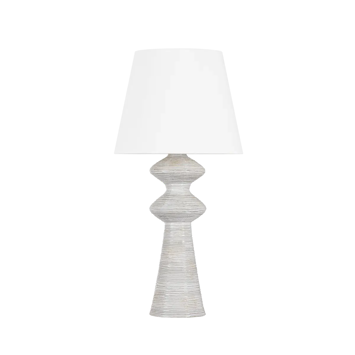 Katie Sculpted Ceramic Table Lamp - White, Aged Brass product