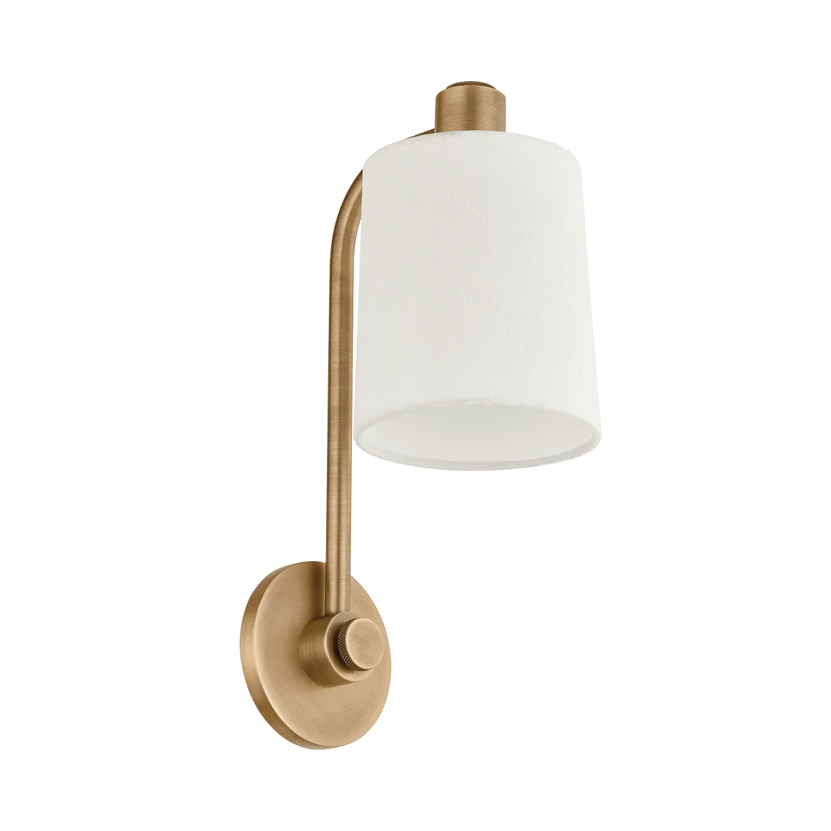 L-Shaped Arm Wall Sconce - Brass, Linen product