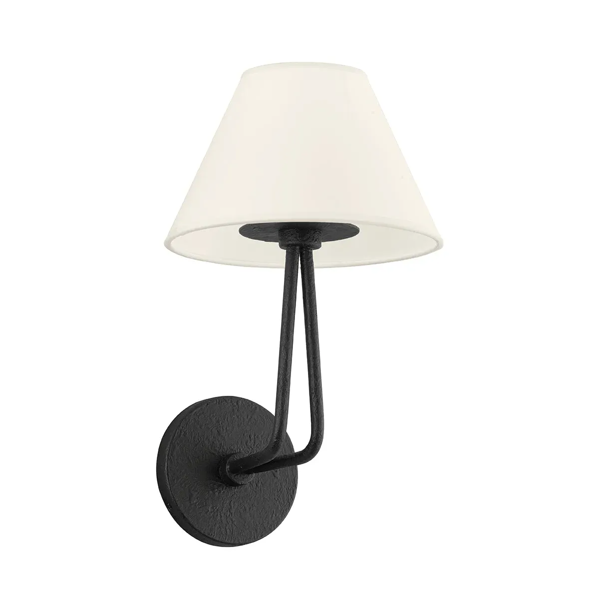 Lido Double Arm Wall Sconce - Black Iron, Linen product