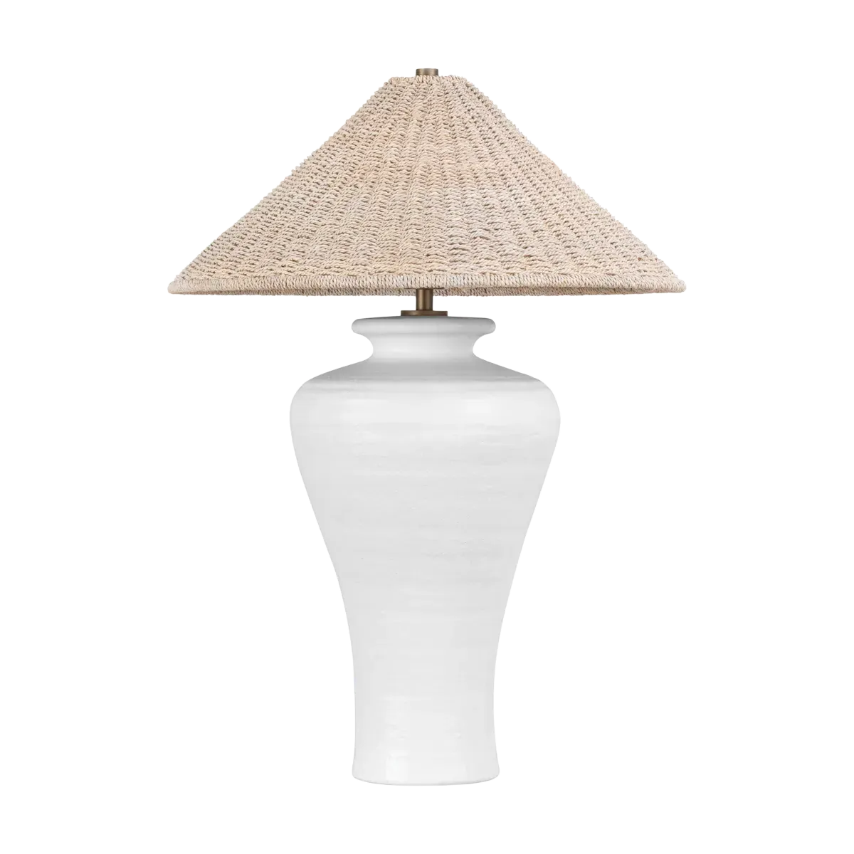Lindo Coastal Ceramic Table Lamp - White, Abaca product