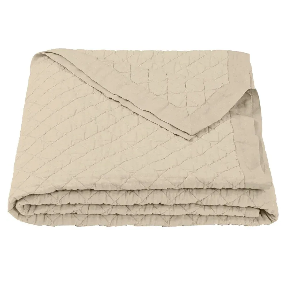 Linen Cotton Diamond Quilt - Light Tan product