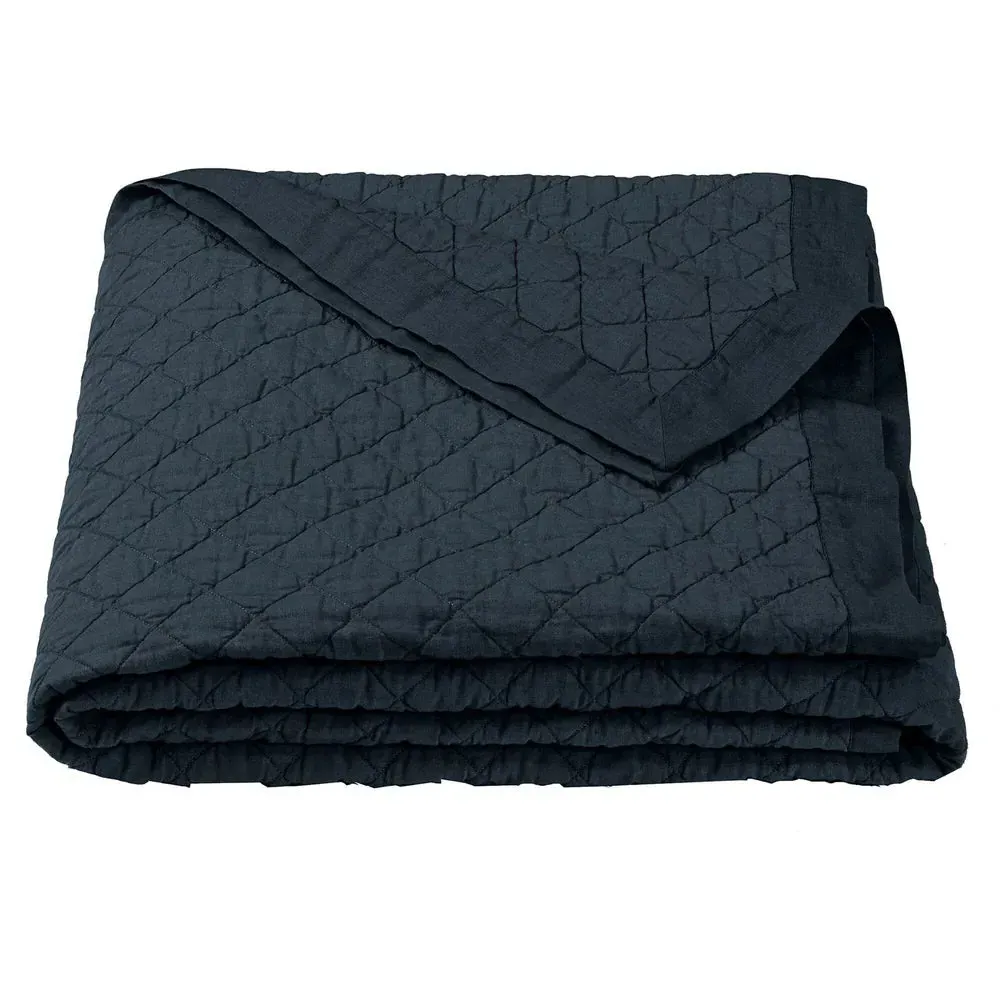 Linen Cotton Diamond Quilt - Navy product