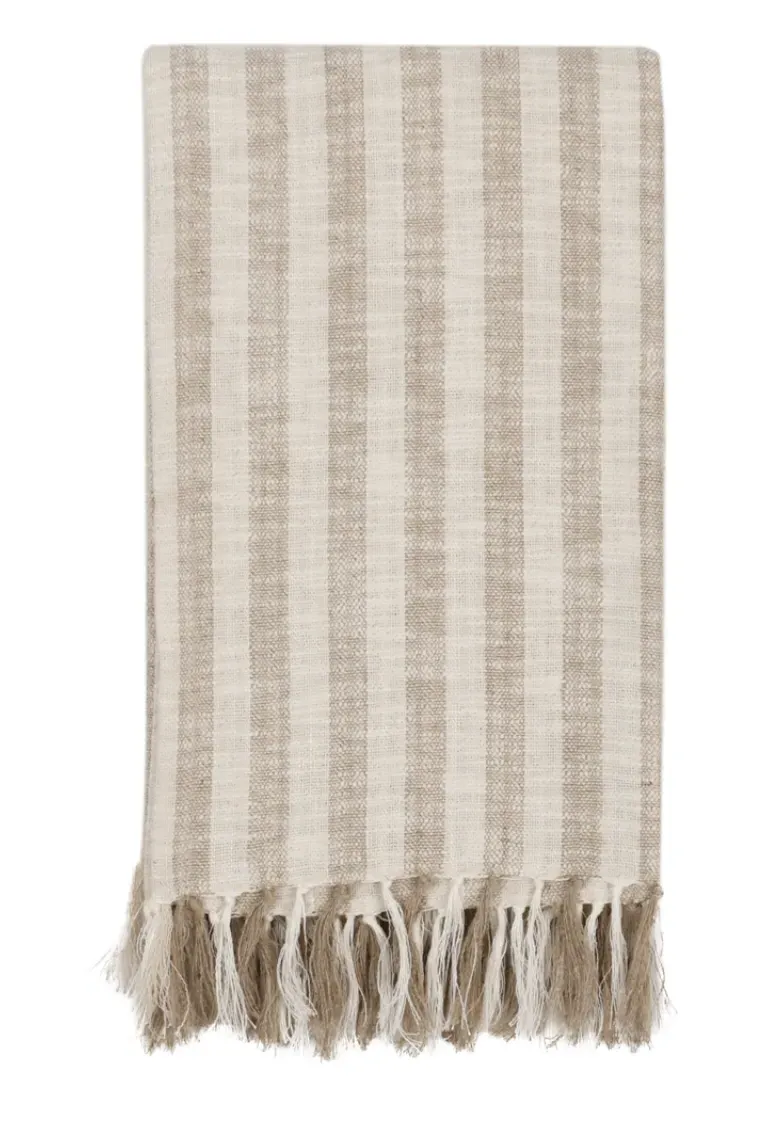 Linna Throw with Fringe - Ivory, Cotton Linen product