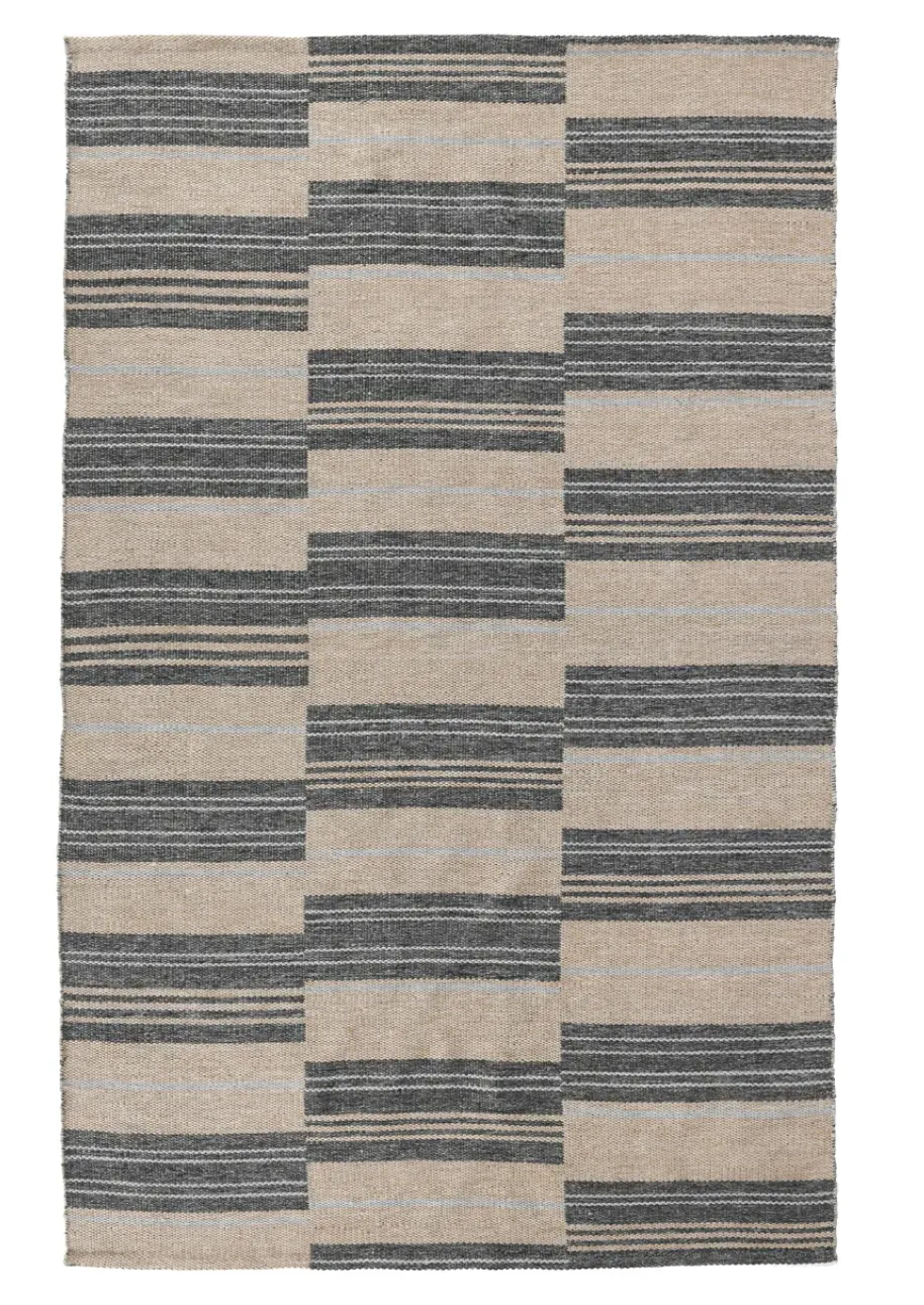 Outdoor Handwoven Stripe Rug - Charcoal, Polypropylene product