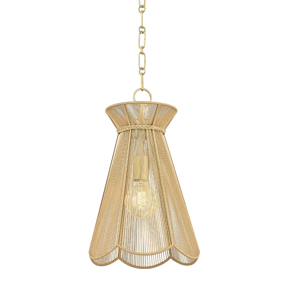 Rose Scalloped Pendant Light - Aged Brass, Cotton product