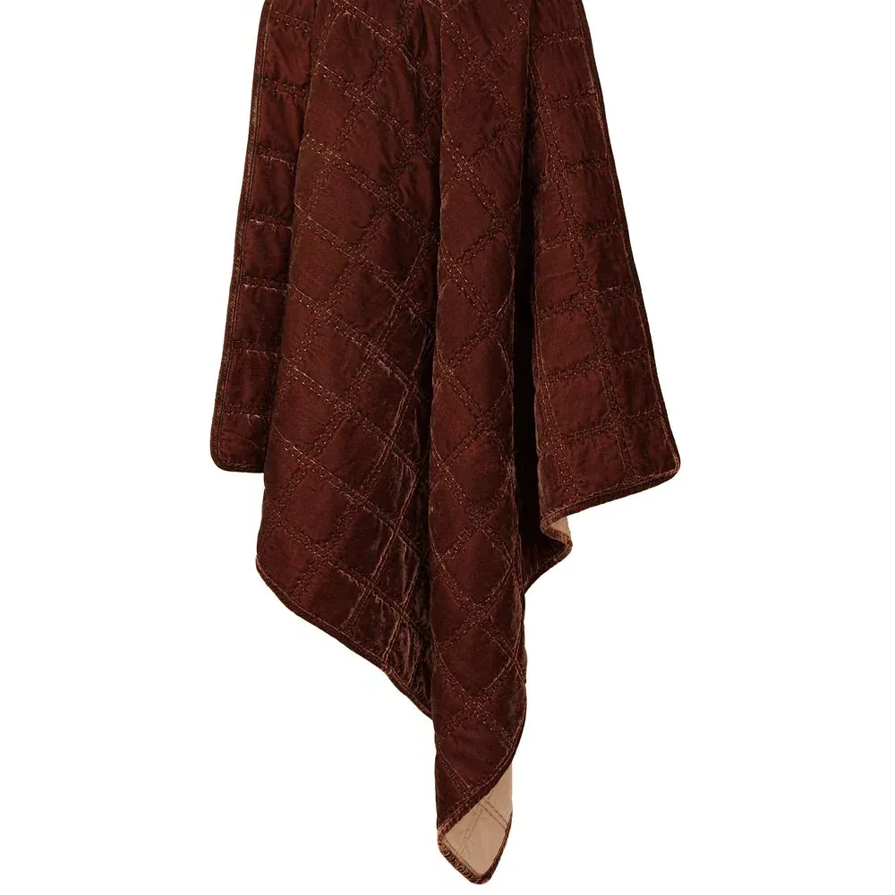 Sienna Faux Silk Velvet Double Box Stitch Throw - Copper Brown product