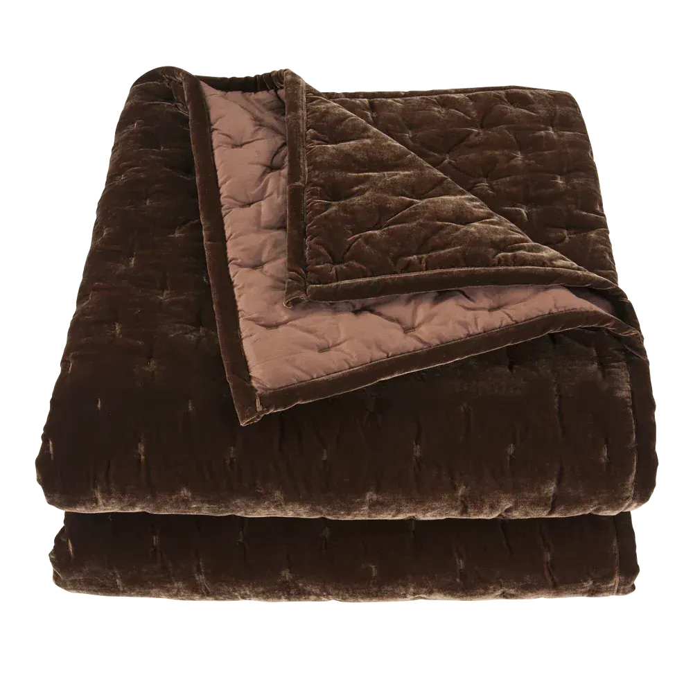 Sienna Faux Silk Velvet Quilt - Copper Brown product