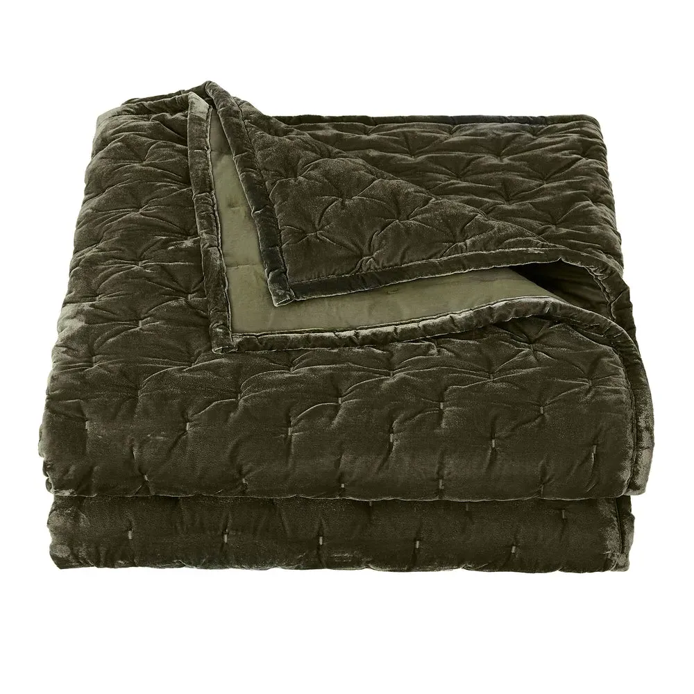 Sienna Faux Silk Velvet Quilt - Copper Fern Green product