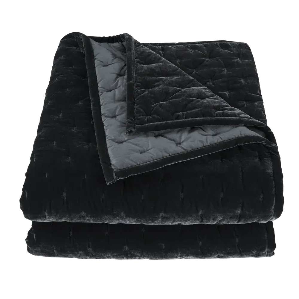 Sienna Faux Silk Velvet Quilt - Copper Midnight Black product