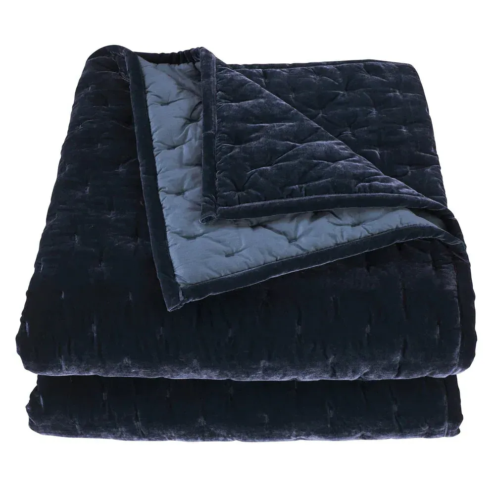 Sienna Faux Silk Velvet Quilt - Copper Midnight Blue product