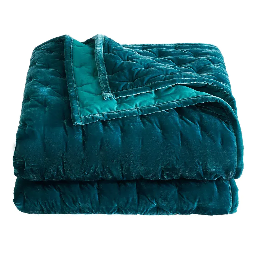 Sienna Faux Silk Velvet Quilt - Copper Teal product
