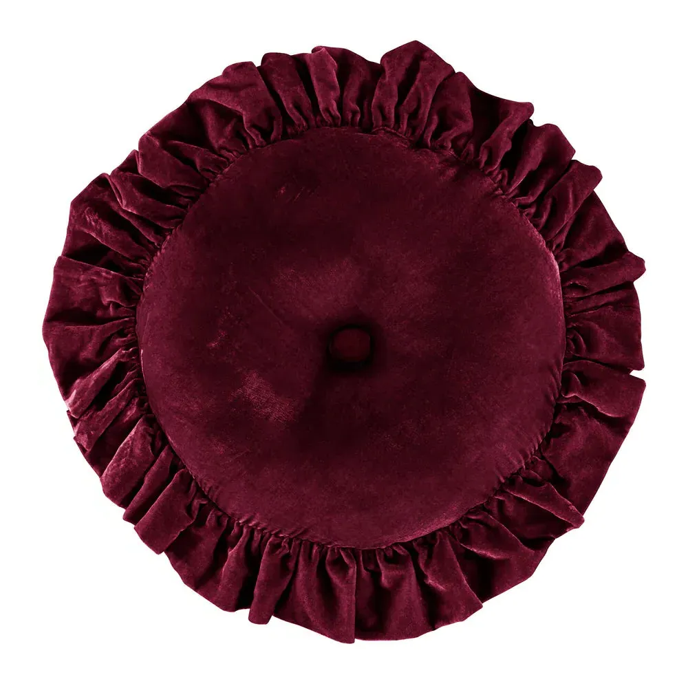 Sienna Faux Silk Velvet Round Pillow - Garnet Red product