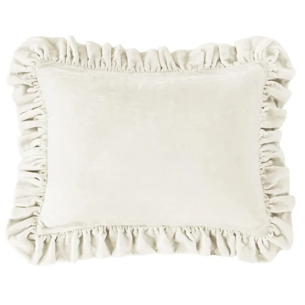 Sienna Faux Silk Velvet Ruffled Euro Pillow - Stone product