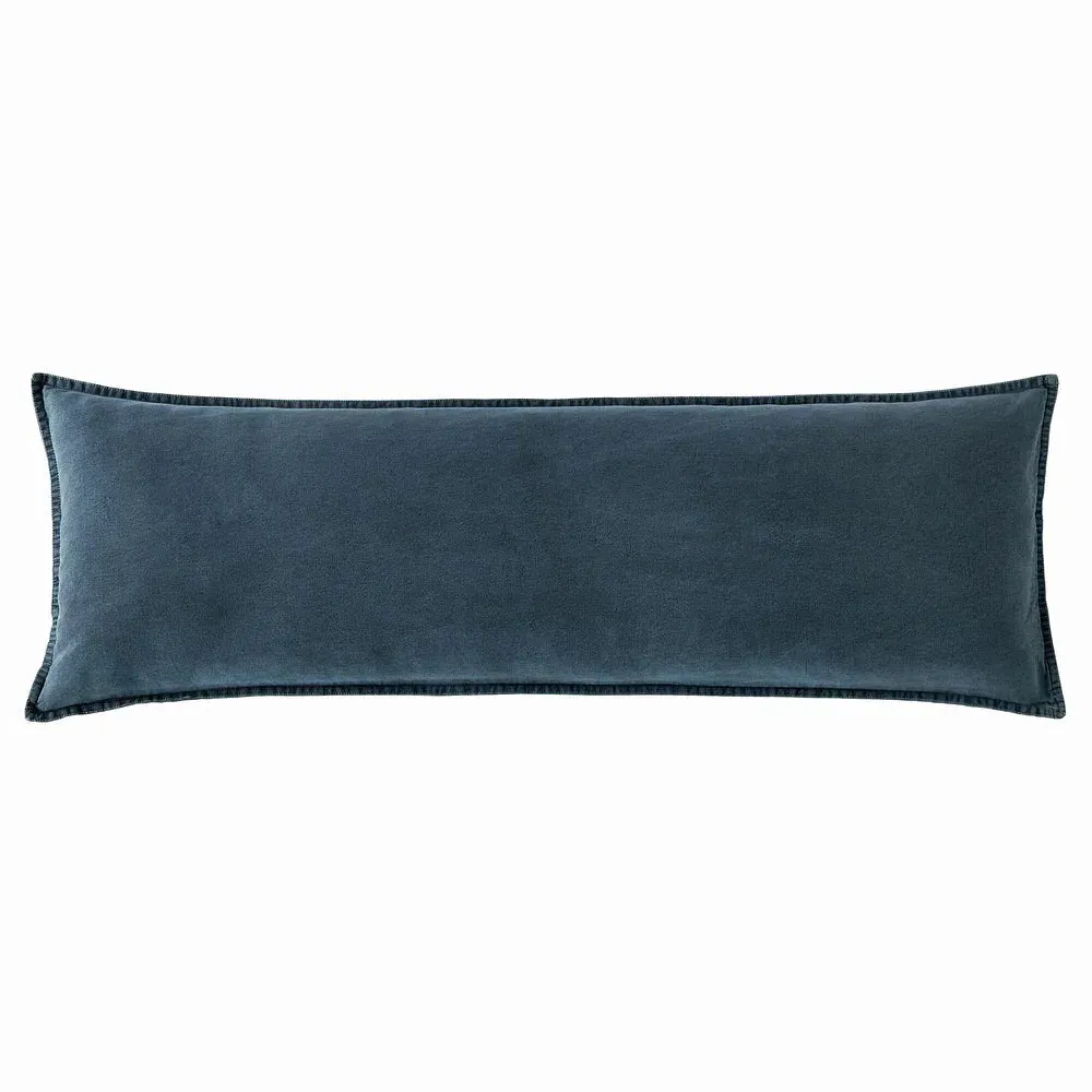 Stonewashed Canvas Long Lumbar Pillow - Denim, Cotton product