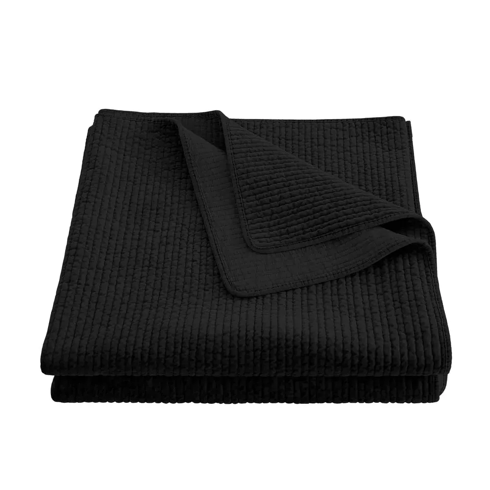 Stonewashed Cotton Velvet Quilt - Black, Cotton product