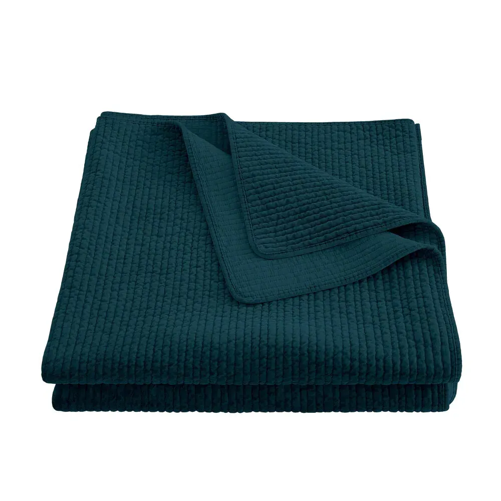 Stonewashed Cotton Velvet Quilt - Deep Blue, Cotton product