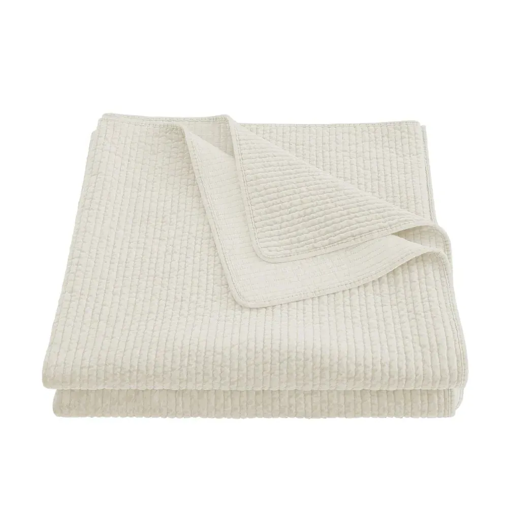 Stonewashed Cotton Velvet Quilt - Vintage White product