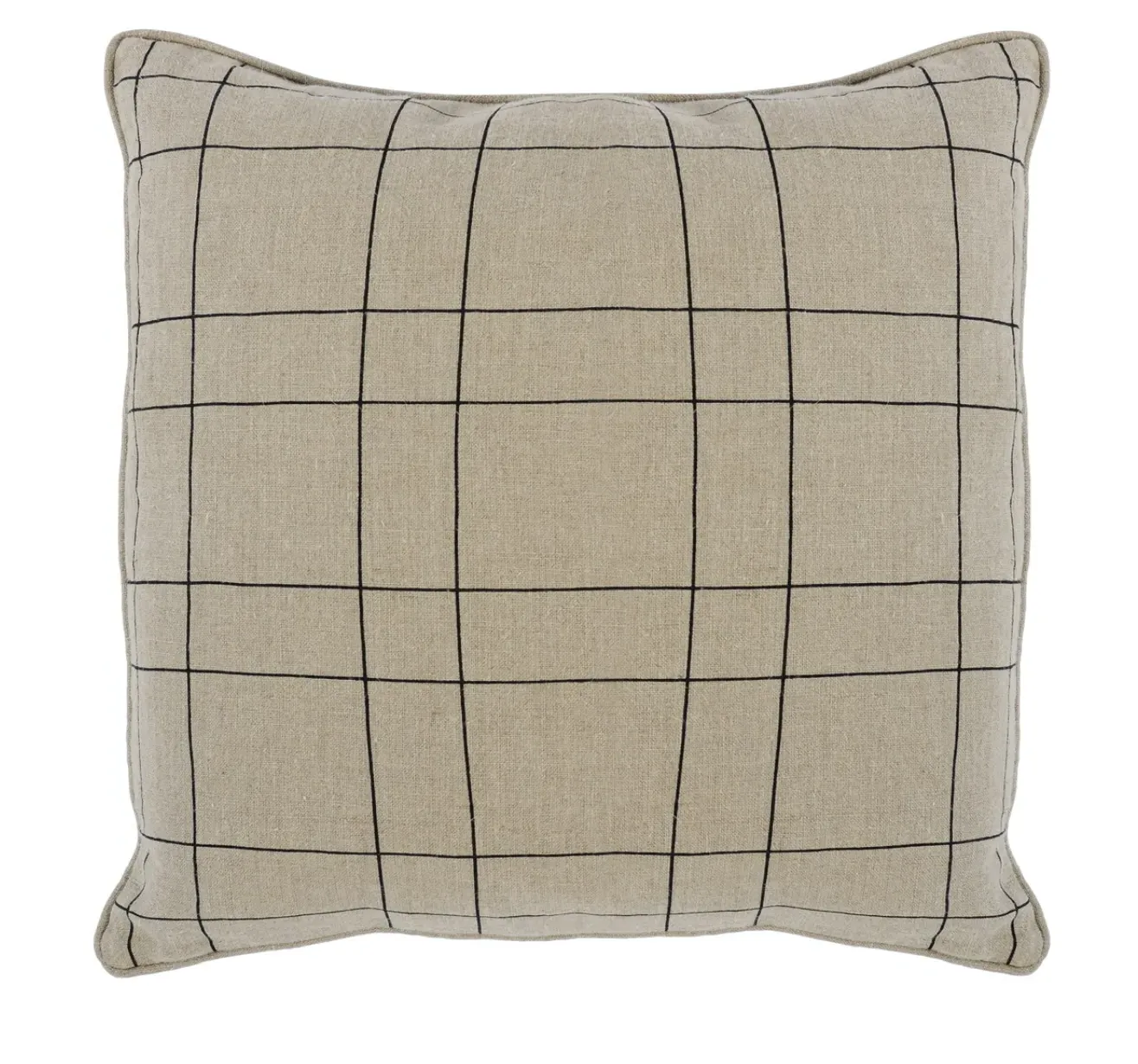 Thin Striped Belgian Flax Linen Pillow Set of Two - Natural/Black product