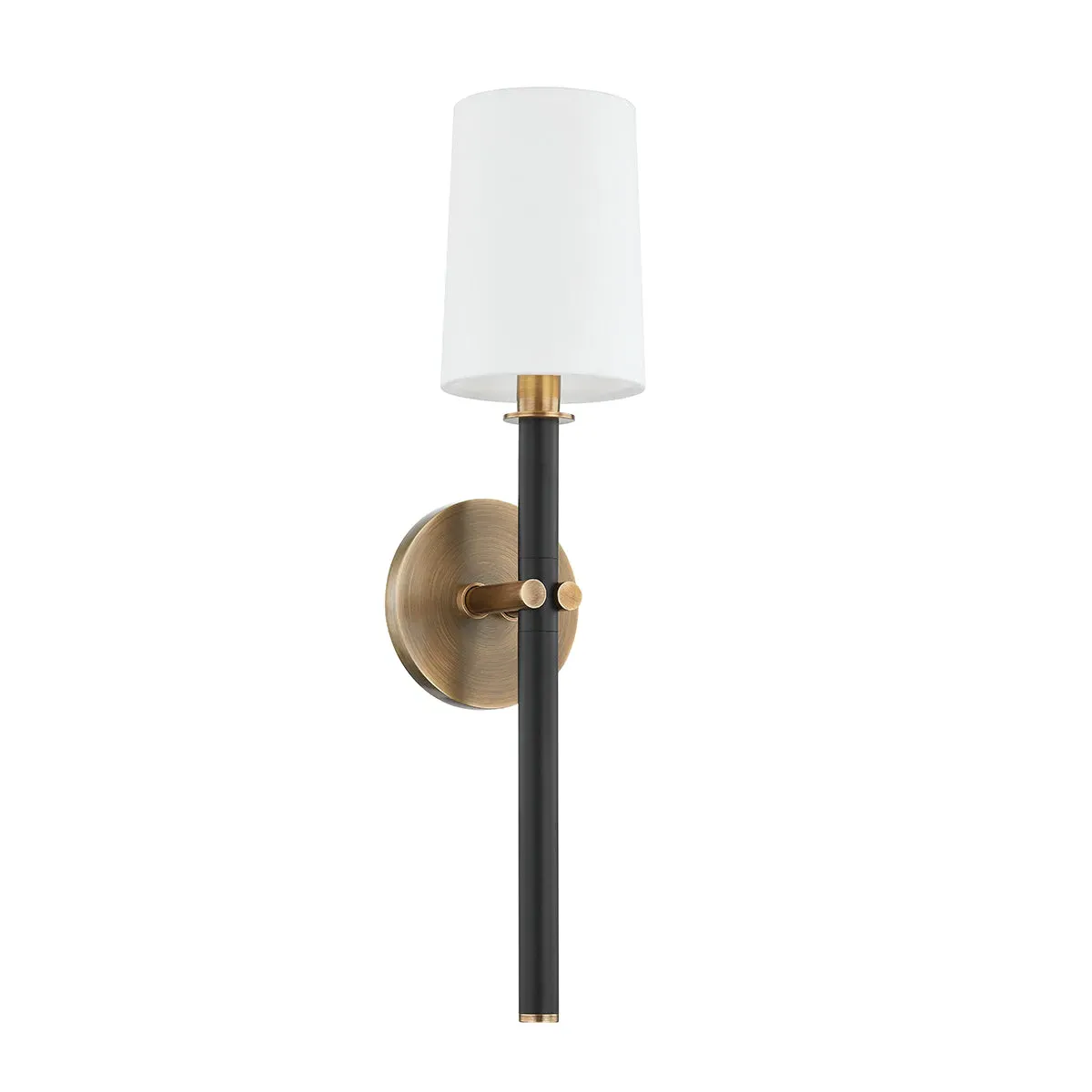 Tuxedo Brass + Black 1-Light Wall Sconce - Patina Brass, Linen product