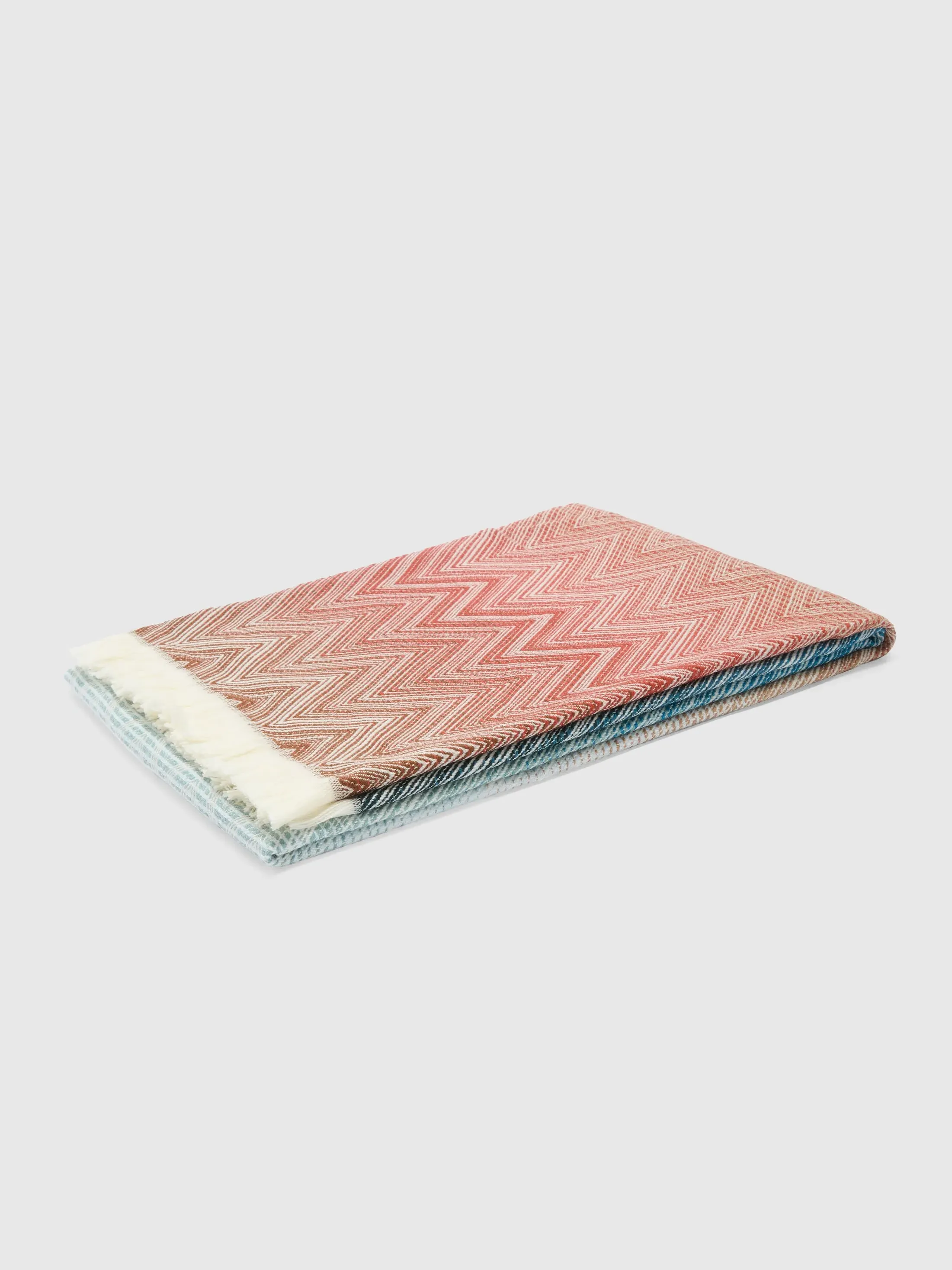 Ciro Chevron Plaid with Fringes - Blue, Wool product