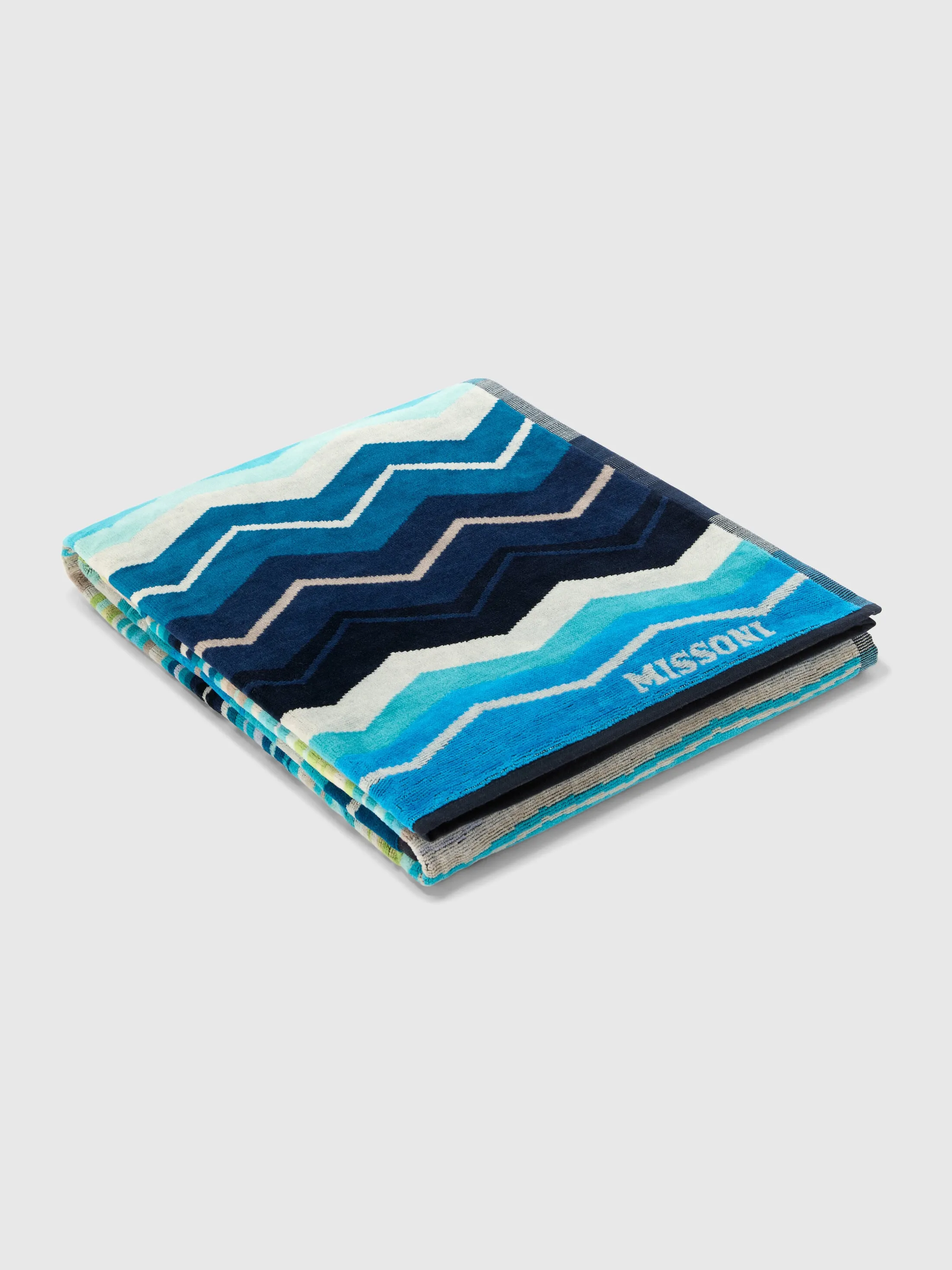 Hugo Beach Towel - Turquoise Multicoloured, Cotton Velour product