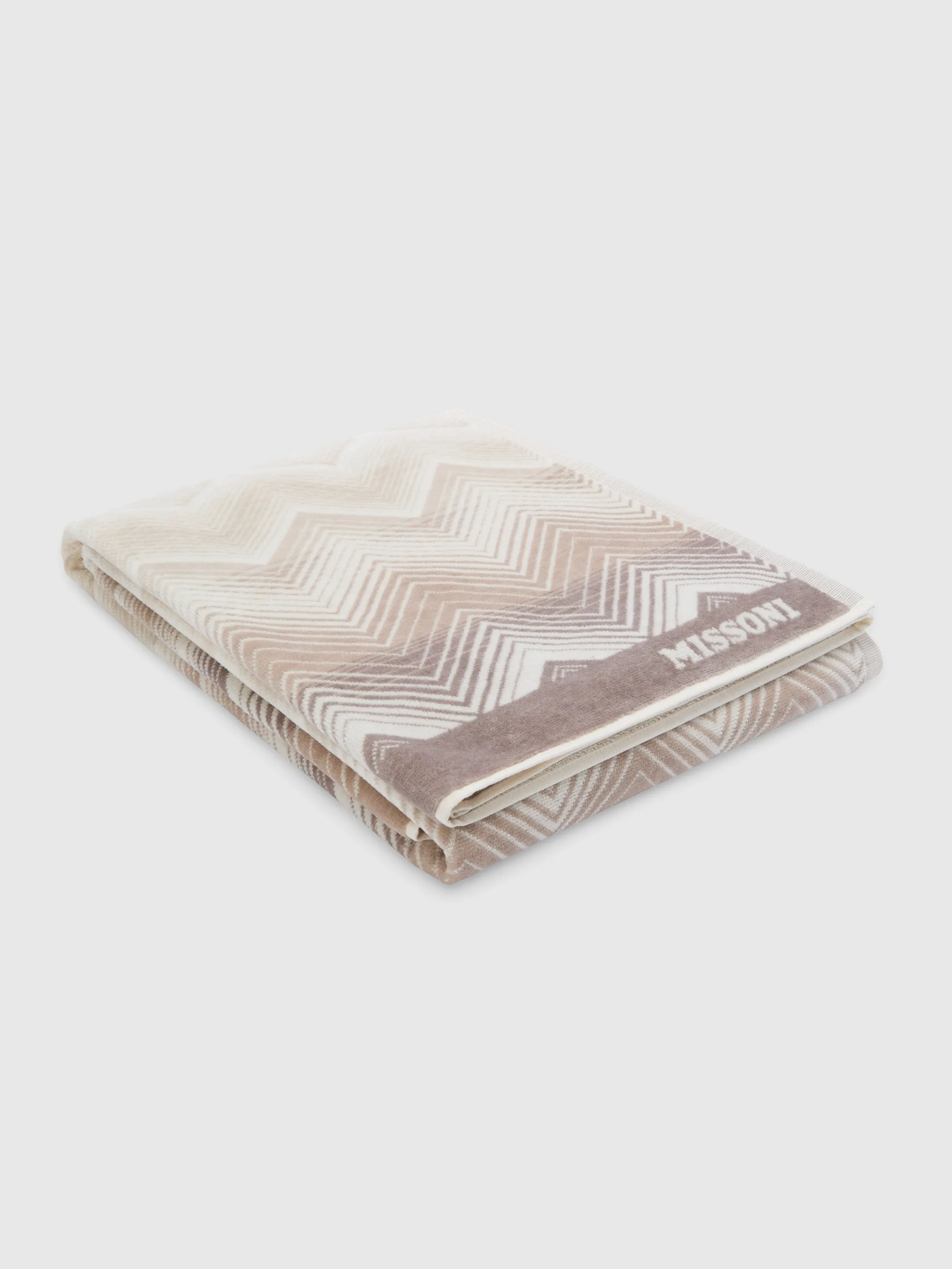 Marea Beach Towel with Zig Zag Pattern - Beige, Cotton product