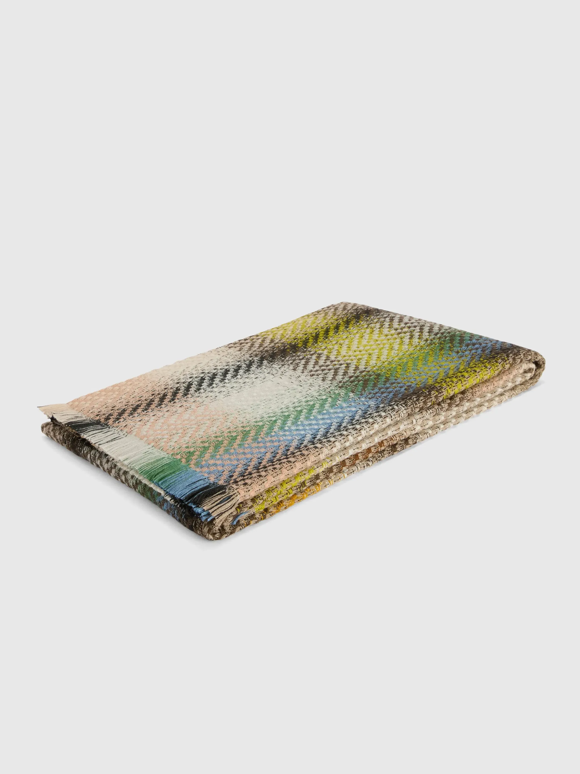 Missoni Check Plaid Throw with Fringes - Beige, Wool-Blend product