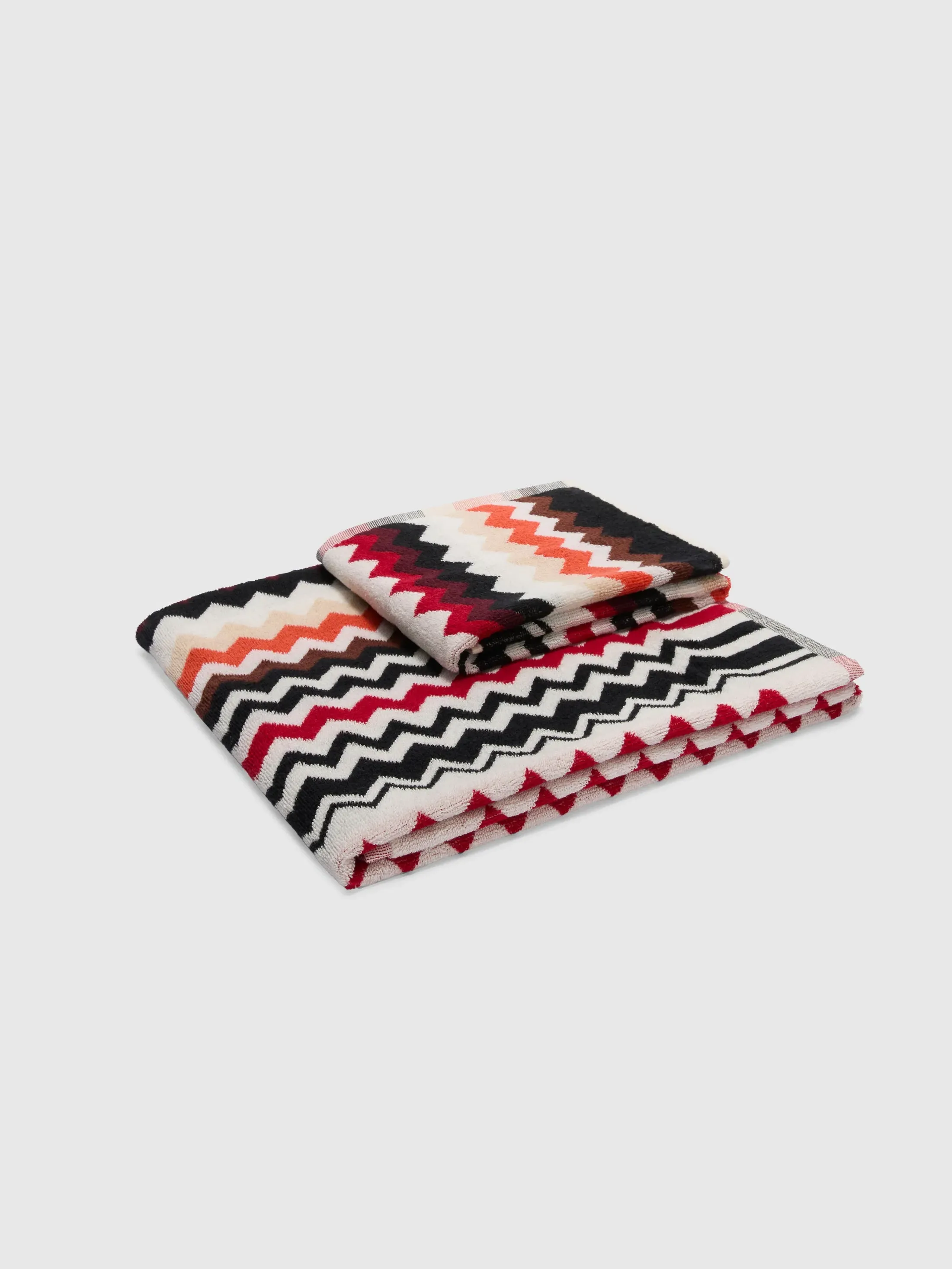 Two-Piece Bath Towel Set - Red & Multicoloured, Cotton Terry product