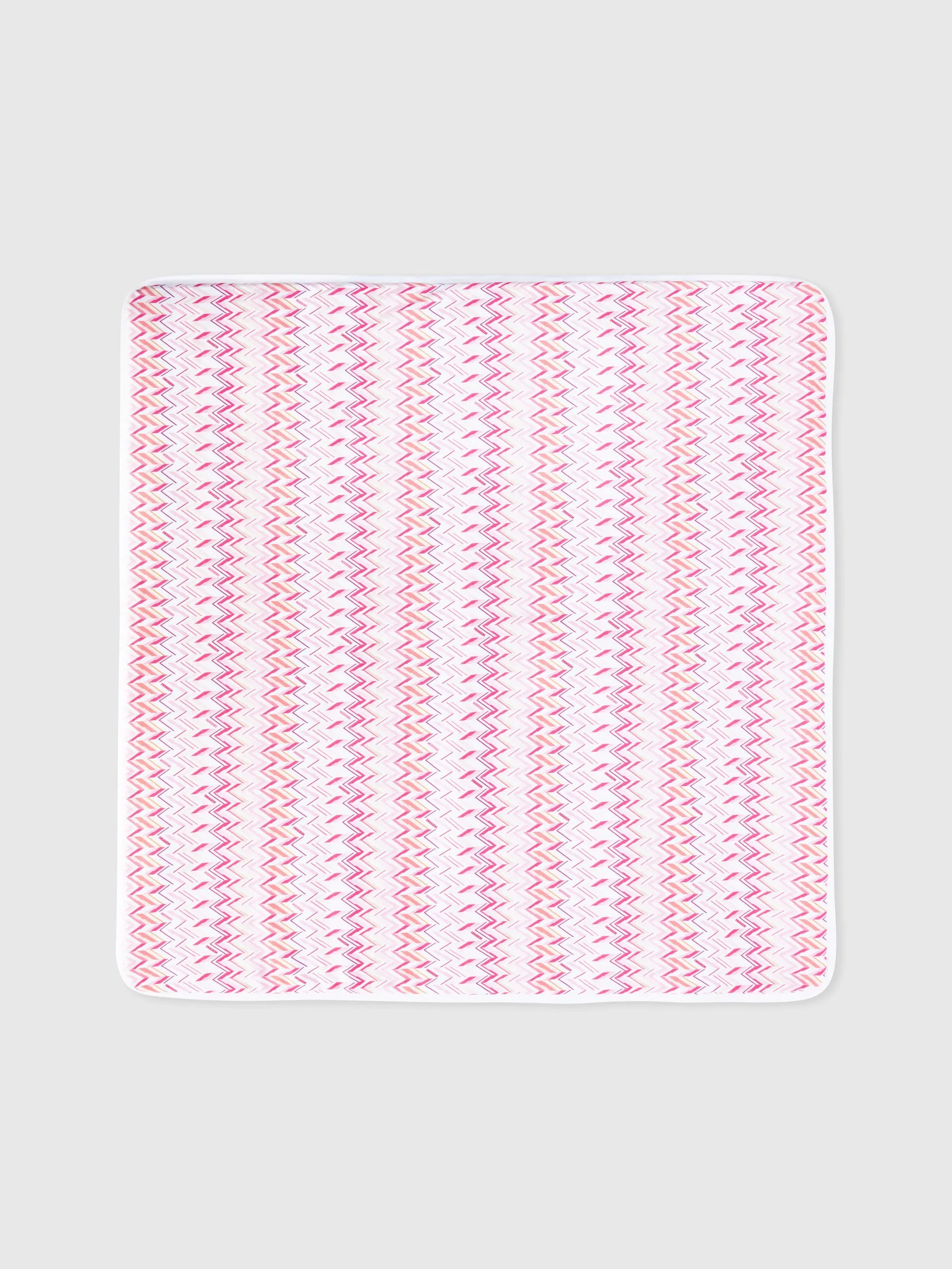Zig Zag Motif Cotton Blanket - White, Fuchsia product