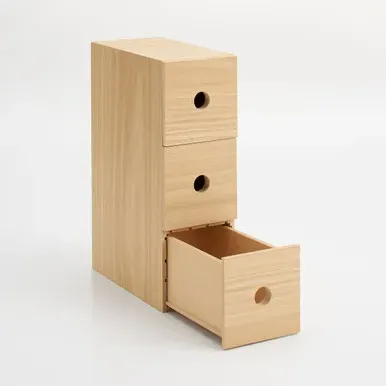 3 Drawer Wooden Desktop Storage Unit - Oak Veneer by Muji, alternate view