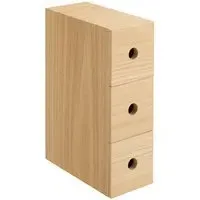 3 Drawer Wooden Desktop Storage Unit - Oak Veneer by Muji, image 3