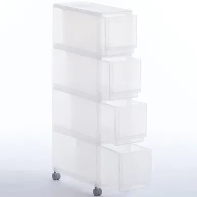 4 Tier Storage Drawers on Wheels - Clear by Muji, alternate view