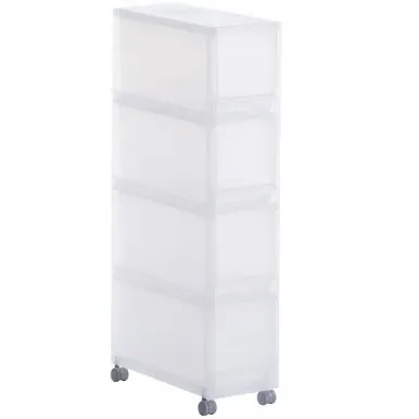 4 Tier Storage Drawers on Wheels - Clear by Muji
