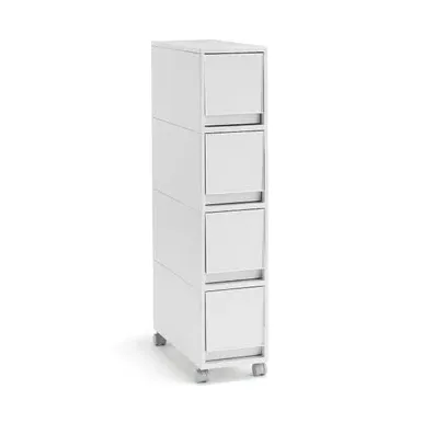 4 Tier Storage Drawers on Wheels - White Grey product