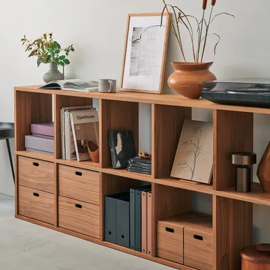 Walnut Cube Shelving Unit 5-Tier 10x2 - Walnut Veneer alternate view