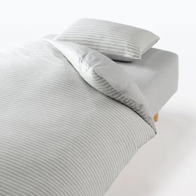 Cotton Jersey Super King Fitted Sheet - Melange Navy by Muji, alternate view