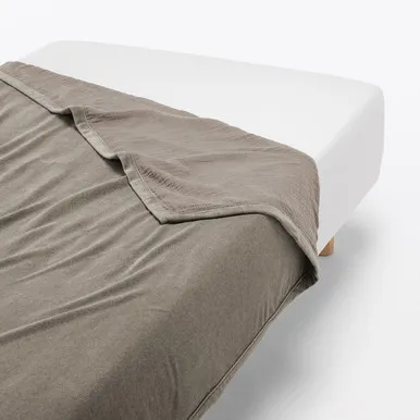 Double Reversible Blanket - Light Brown, Cotton by Muji