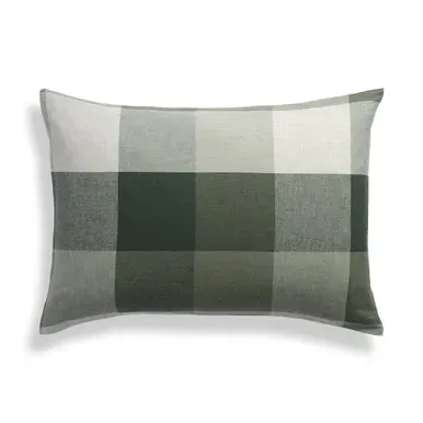 Flannel Cotton Pillowcase - Orange Check, Brushed Cotton by Muji
