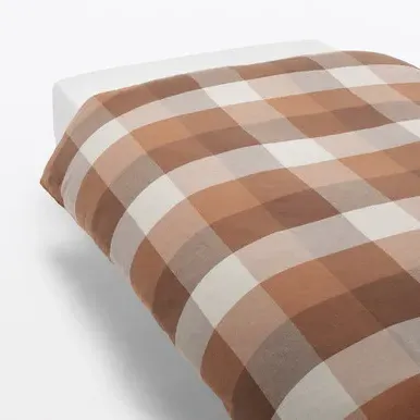 Flannel Cotton Single Duvet Cover - Orange Check by Muji, image 2