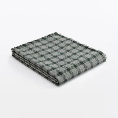 Flannel Cotton Throw - Dark Green Check, Cotton by Muji, alternate view