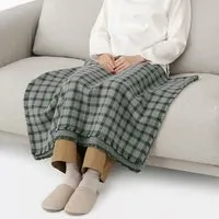 Flannel Cotton Throw - Dark Green Check, Cotton by Muji, image 3