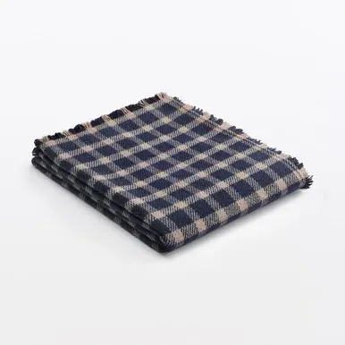 Flannel Cotton Throw - Navy Check, Cotton by Muji, alternate view