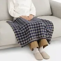 Flannel Cotton Throw - Navy Check, Cotton by Muji, image 3