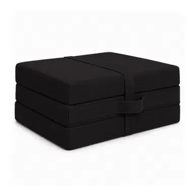 Foldable Guest Mattress Single - Black, Linen Cotton by Muji